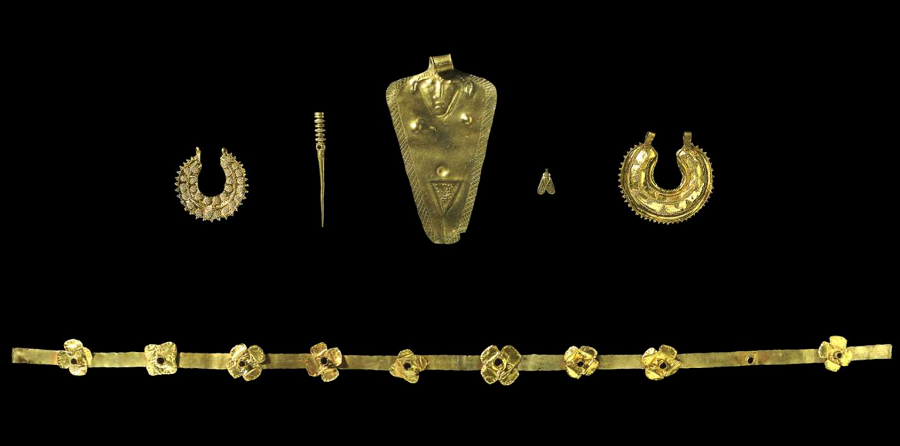 Gold jewellery found in Tell el-Ajjul. Credit: Trustees of the British Museum 