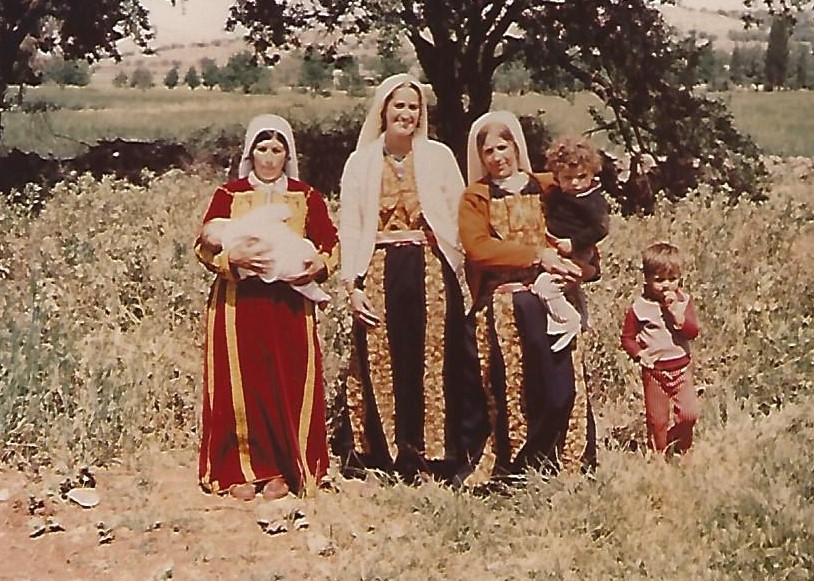 Betsy with two Palestinian friends and their children in a village near Jerusalem