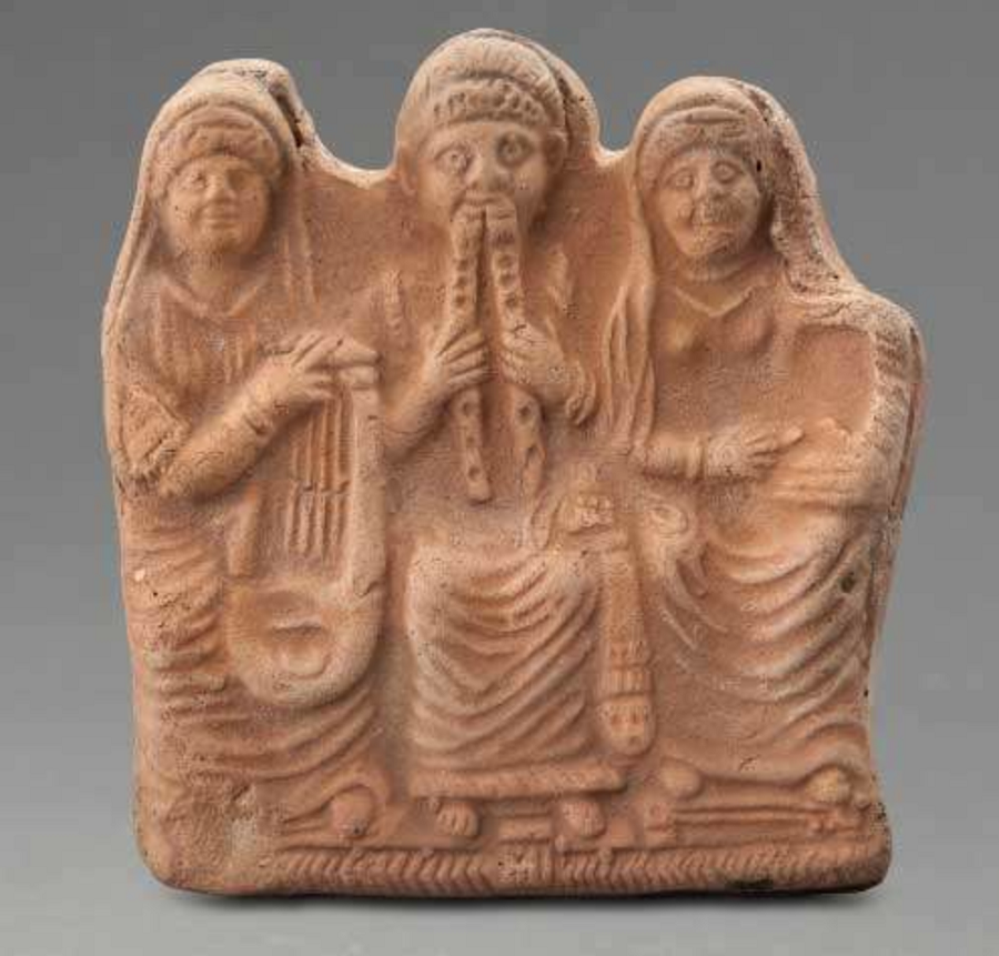 Group of musicians from Petra, wearing jewellery. Image: Department of Antiquities of Jordan