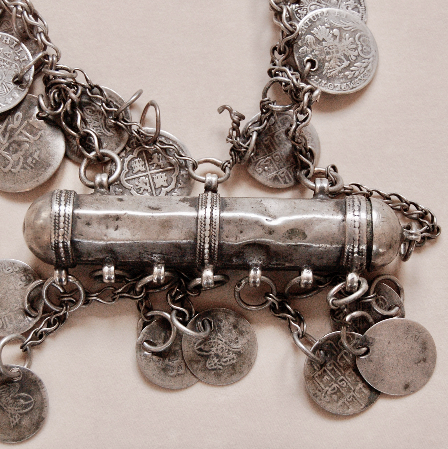 Detail of a silver amulet necklace in the museum of as-Salt, Jordan. Image: Sigrid van Roode